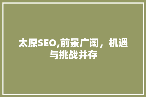 太原SEO,前景广阔，机遇与挑战并存