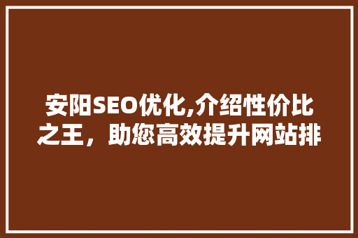 安阳SEO优化,介绍性价比之王，助您高效提升网站排名