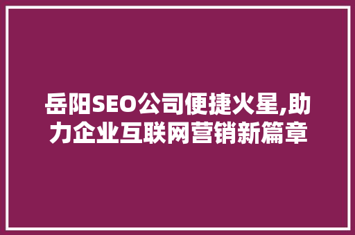 岳阳SEO公司便捷火星,助力企业互联网营销新篇章
