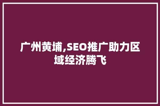 广州黄埔,SEO推广助力区域经济腾飞