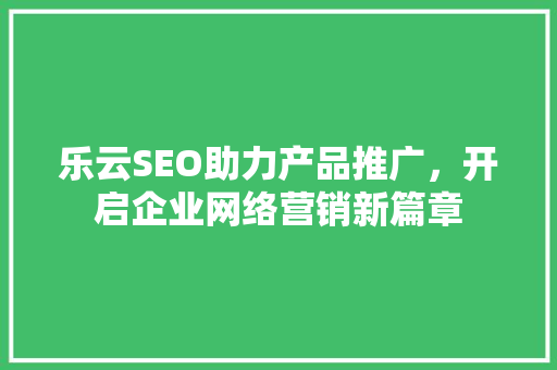 乐云SEO助力产品推广，开启企业网络营销新篇章