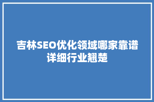 吉林SEO优化领域哪家靠谱详细行业翘楚