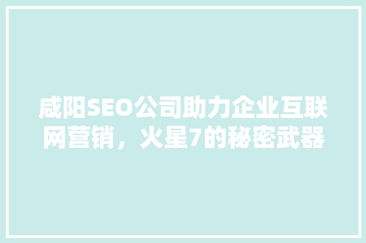 咸阳SEO公司助力企业互联网营销，火星7的秘密武器