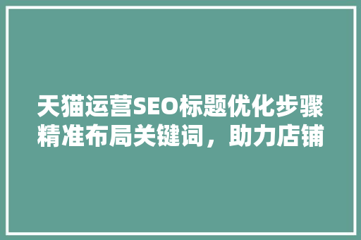 天猫运营SEO标题优化步骤精准布局关键词，助力店铺流量提升