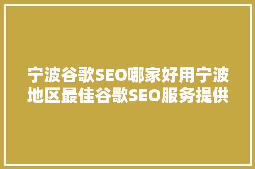 宁波谷歌SEO哪家好用宁波地区最佳谷歌SEO服务提供商