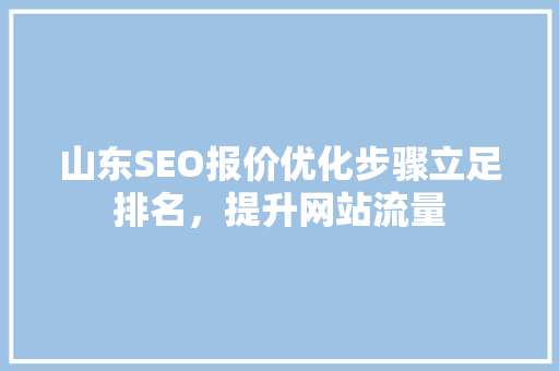 山东SEO报价优化步骤立足排名，提升网站流量