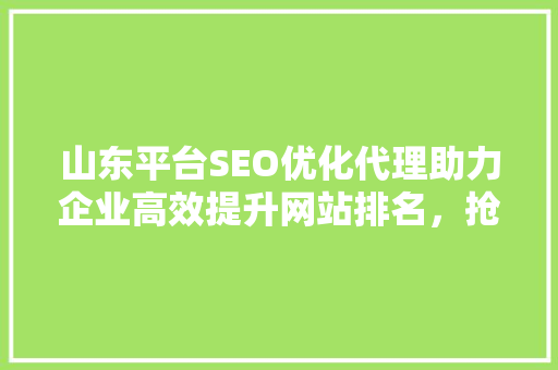 山东平台SEO优化代理助力企业高效提升网站排名，抢占市场先机