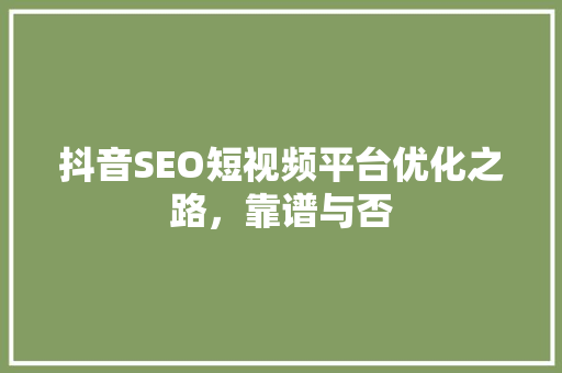 抖音SEO短视频平台优化之路，靠谱与否