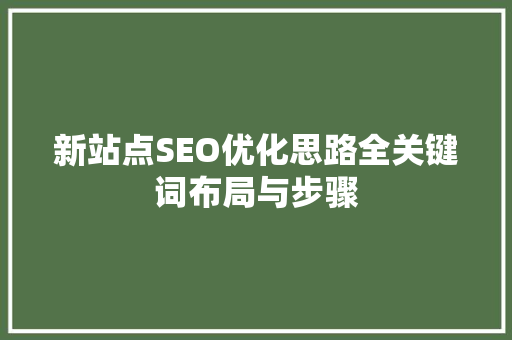 新站点SEO优化思路全关键词布局与步骤  第1张