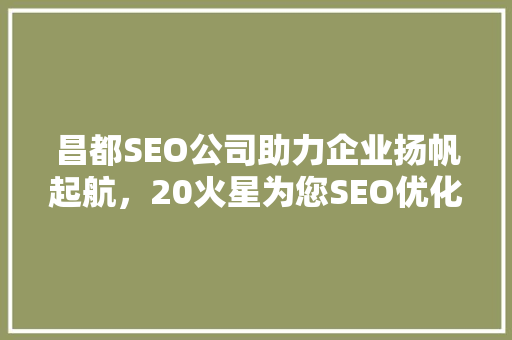 昌都SEO公司助力企业扬帆起航，20火星为您SEO优化之路