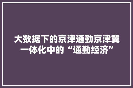 大数据下的京津通勤京津冀一体化中的“通勤经济”