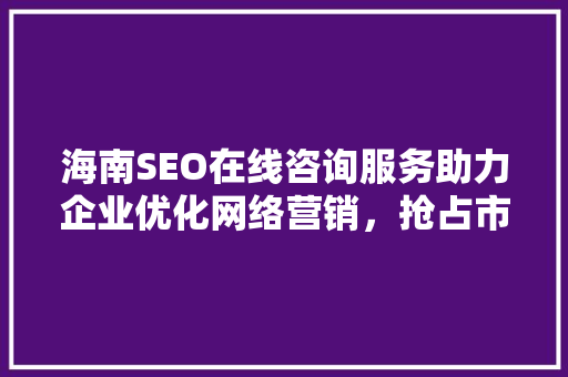 海南SEO在线咨询服务助力企业优化网络营销，抢占市场先机