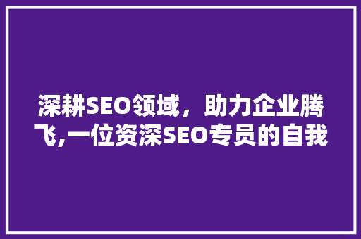 深耕SEO领域，助力企业腾飞,一位资深SEO专员的自我