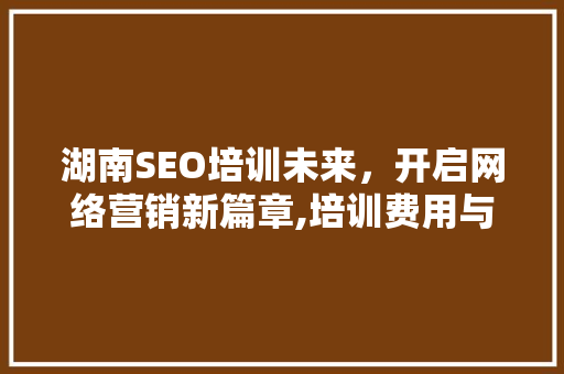 湖南SEO培训未来，开启网络营销新篇章,培训费用与价值
