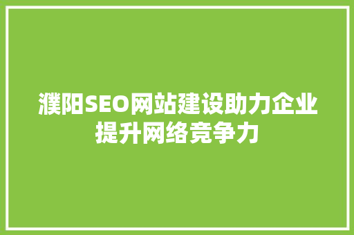 濮阳SEO网站建设助力企业提升网络竞争力