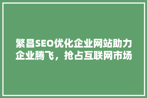 繁昌SEO优化企业网站助力企业腾飞，抢占互联网市场制高点