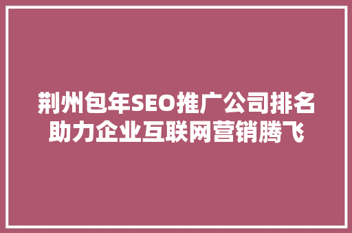 荆州包年SEO推广公司排名助力企业互联网营销腾飞
