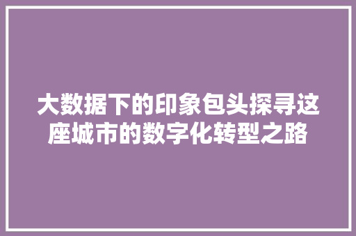大数据下的印象包头探寻这座城市的数字化转型之路