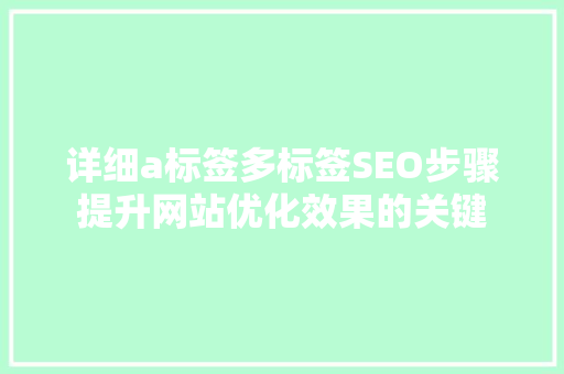 详细a标签多标签SEO步骤提升网站优化效果的关键