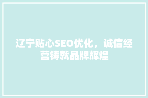 辽宁贴心SEO优化，诚信经营铸就品牌辉煌