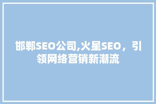 邯郸SEO公司,火星SEO，引领网络营销新潮流