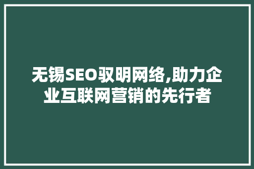 无锡SEO驭明网络,助力企业互联网营销的先行者