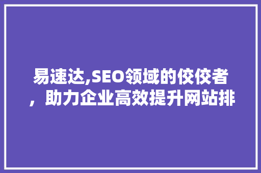 易速达,SEO领域的佼佼者，助力企业高效提升网站排名
