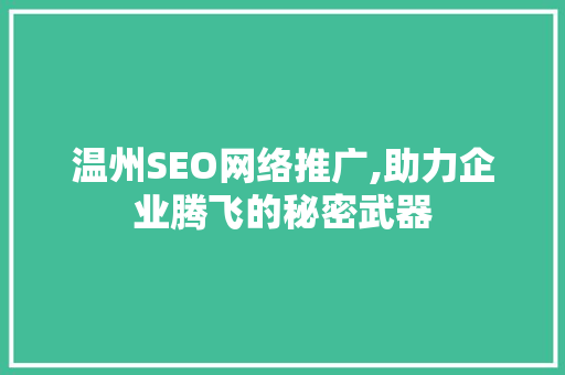 温州SEO网络推广,助力企业腾飞的秘密武器