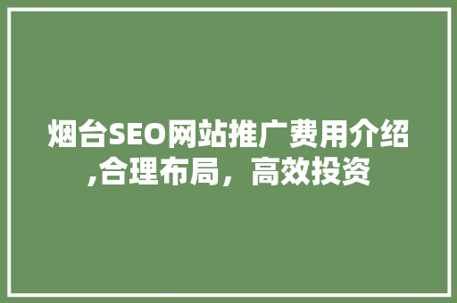 烟台SEO网站推广费用介绍,合理布局，高效投资