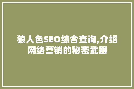 狼人色SEO综合查询,介绍网络营销的秘密武器