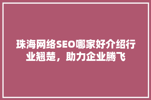 珠海网络SEO哪家好介绍行业翘楚，助力企业腾飞