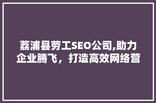 荔浦县劳工SEO公司,助力企业腾飞，打造高效网络营销步骤  第1张
