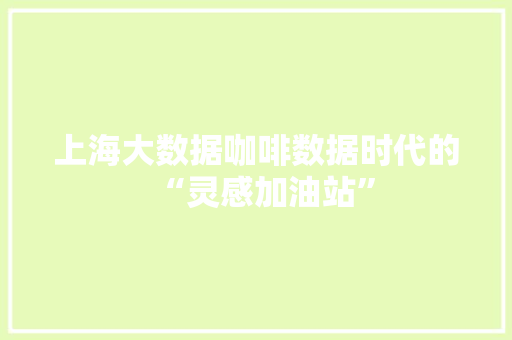 上海大数据咖啡数据时代的“灵感加油站”