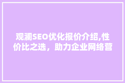 观澜SEO优化报价介绍,性价比之选，助力企业网络营销腾飞