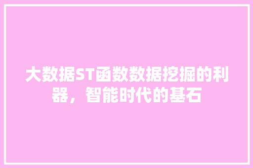 大数据ST函数数据挖掘的利器，智能时代的基石  第1张