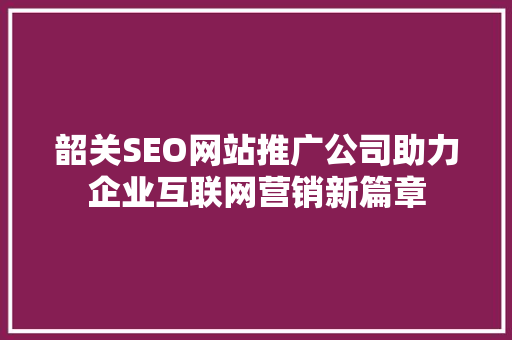 韶关SEO网站推广公司助力企业互联网营销新篇章