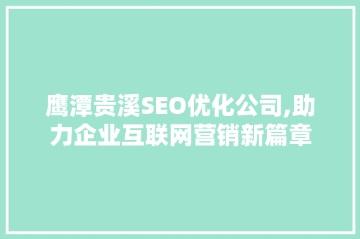 鹰潭贵溪SEO优化公司,助力企业互联网营销新篇章  第1张