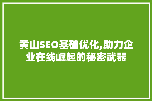 黄山SEO基础优化,助力企业在线崛起的秘密武器