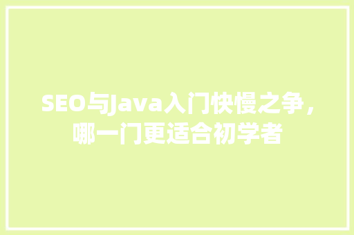SEO与Java入门快慢之争，哪一门更适合初学者