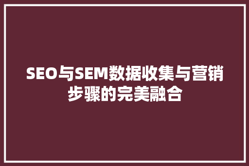 SEO与SEM数据收集与营销步骤的完美融合