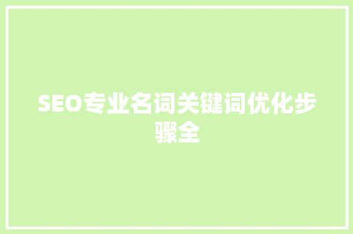 SEO专业名词关键词优化步骤全