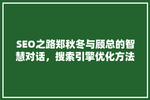 SEO之路郑秋冬与顾总的智慧对话，搜索引擎优化方法