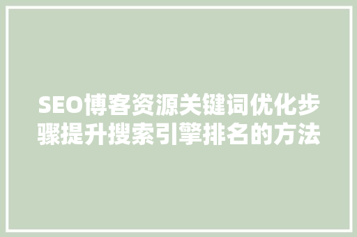 SEO博客资源关键词优化步骤提升搜索引擎排名的方法