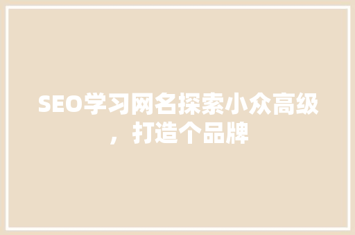SEO学习网名探索小众高级，打造个品牌