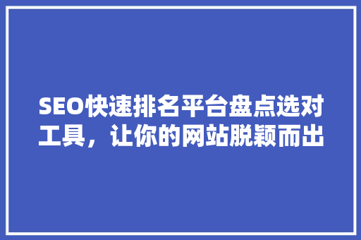 SEO快速排名平台盘点选对工具，让你的网站脱颖而出