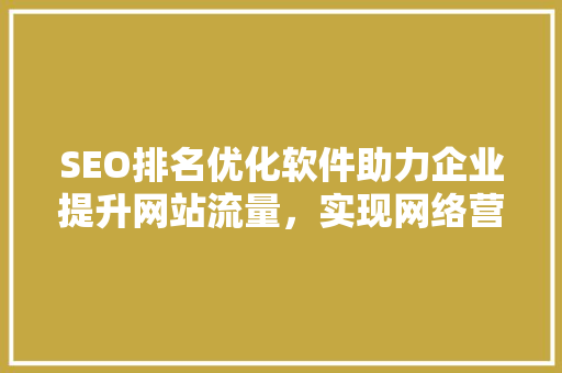 SEO排名优化软件助力企业提升网站流量，实现网络营销新突破