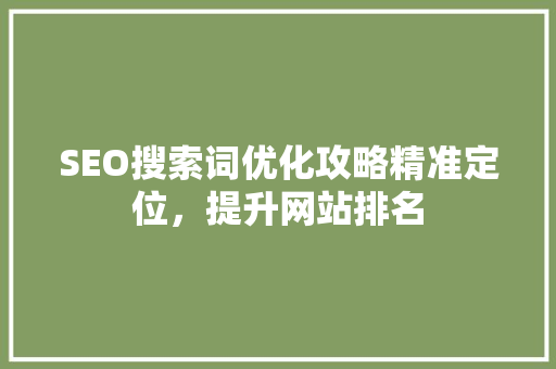SEO搜索词优化攻略精准定位，提升网站排名
