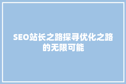SEO站长之路探寻优化之路的无限可能
