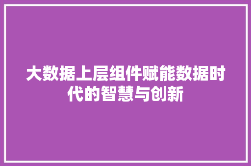 大数据上层组件赋能数据时代的智慧与创新  第1张