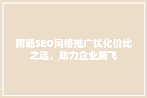 南通SEO网络推广优化价比之选，助力企业腾飞